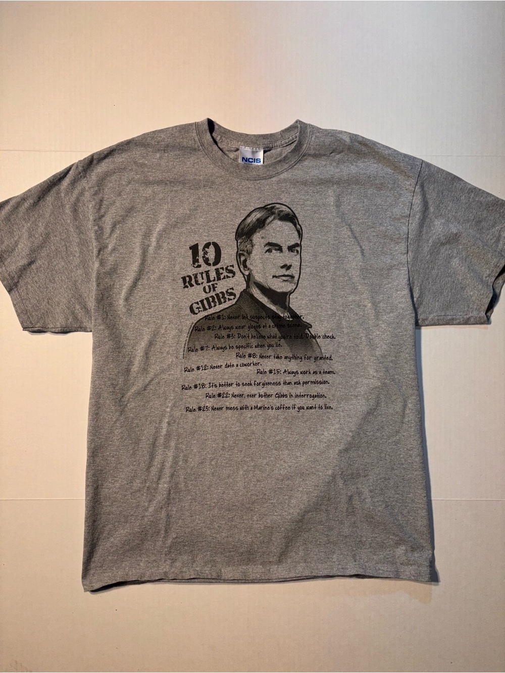 Vtg CBS Studios NCIS 10 Rules Of Special Agent Jethro Gibbs Y2K TV Promo Tee XL